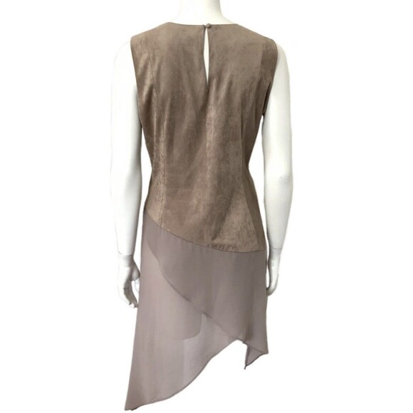 Soft Surroundings Faux Suede Sleeveless Asymmetric Hem Dress Brown M - Picture 2 of 7